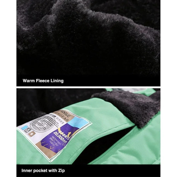 ❤️Men's Water Resistant Fleece Lined Winter Windproof Warm Snow Ski Jacket Green - Picture 6 of 7